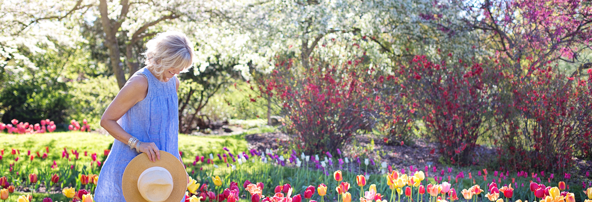 woman in sunny garden